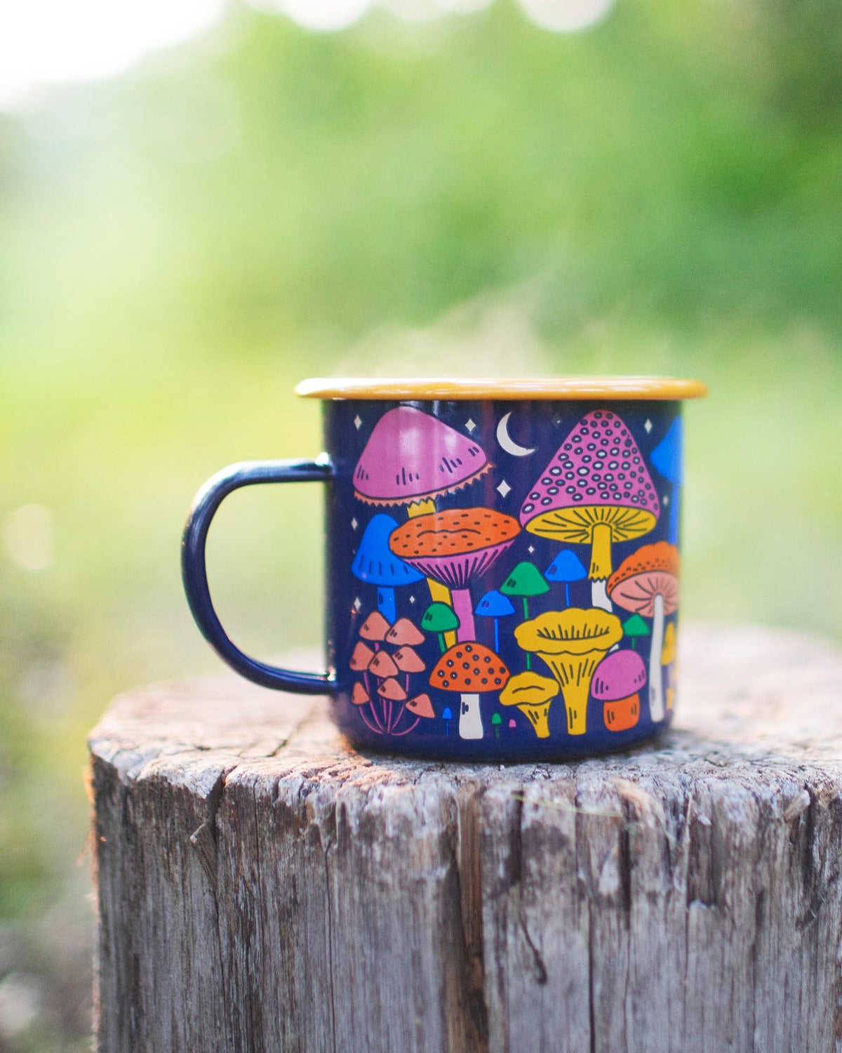 Midnight Mushroom Enamel Mug 16oz