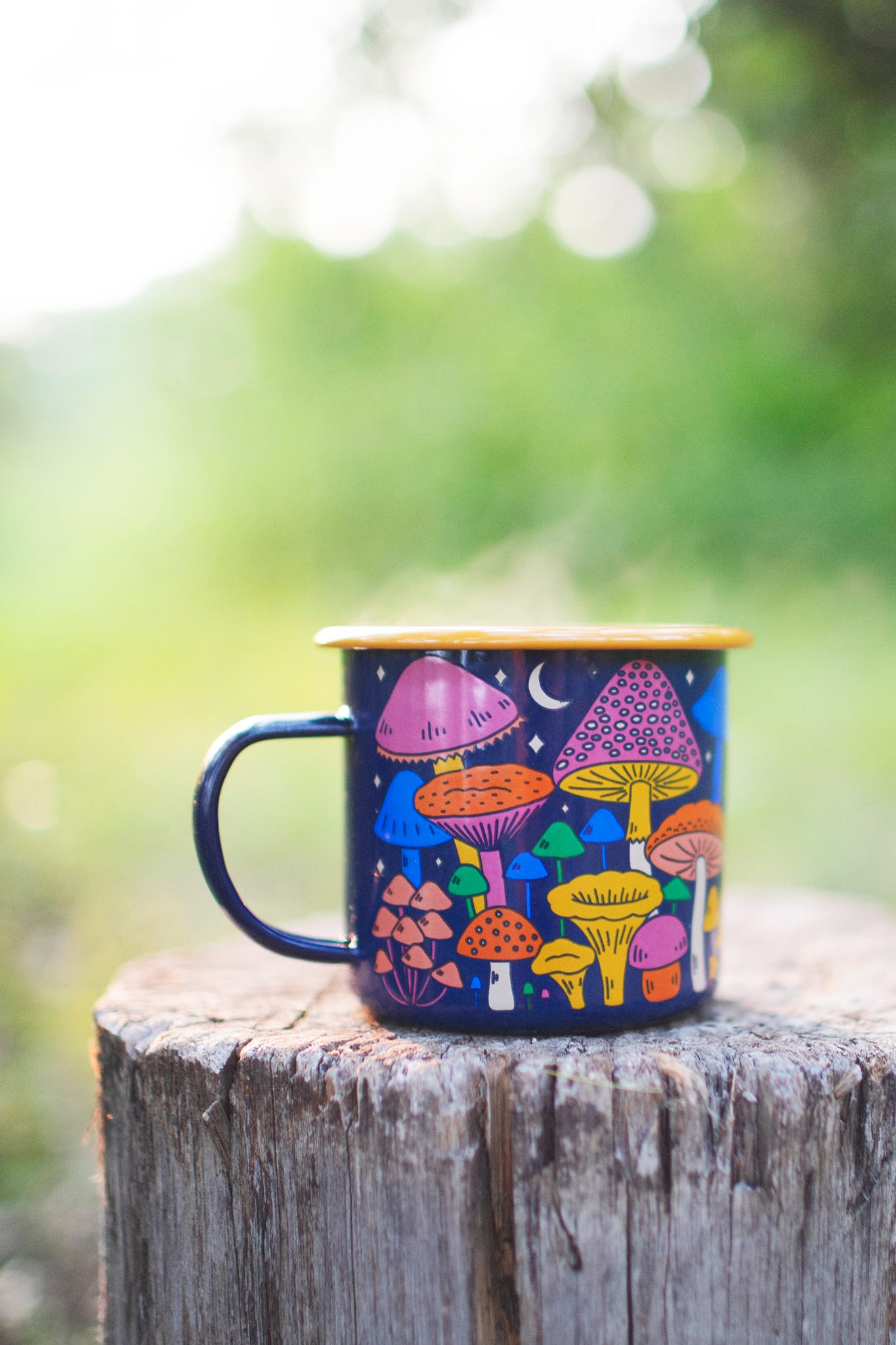 Midnight Mushroom Enamel Mug 16oz