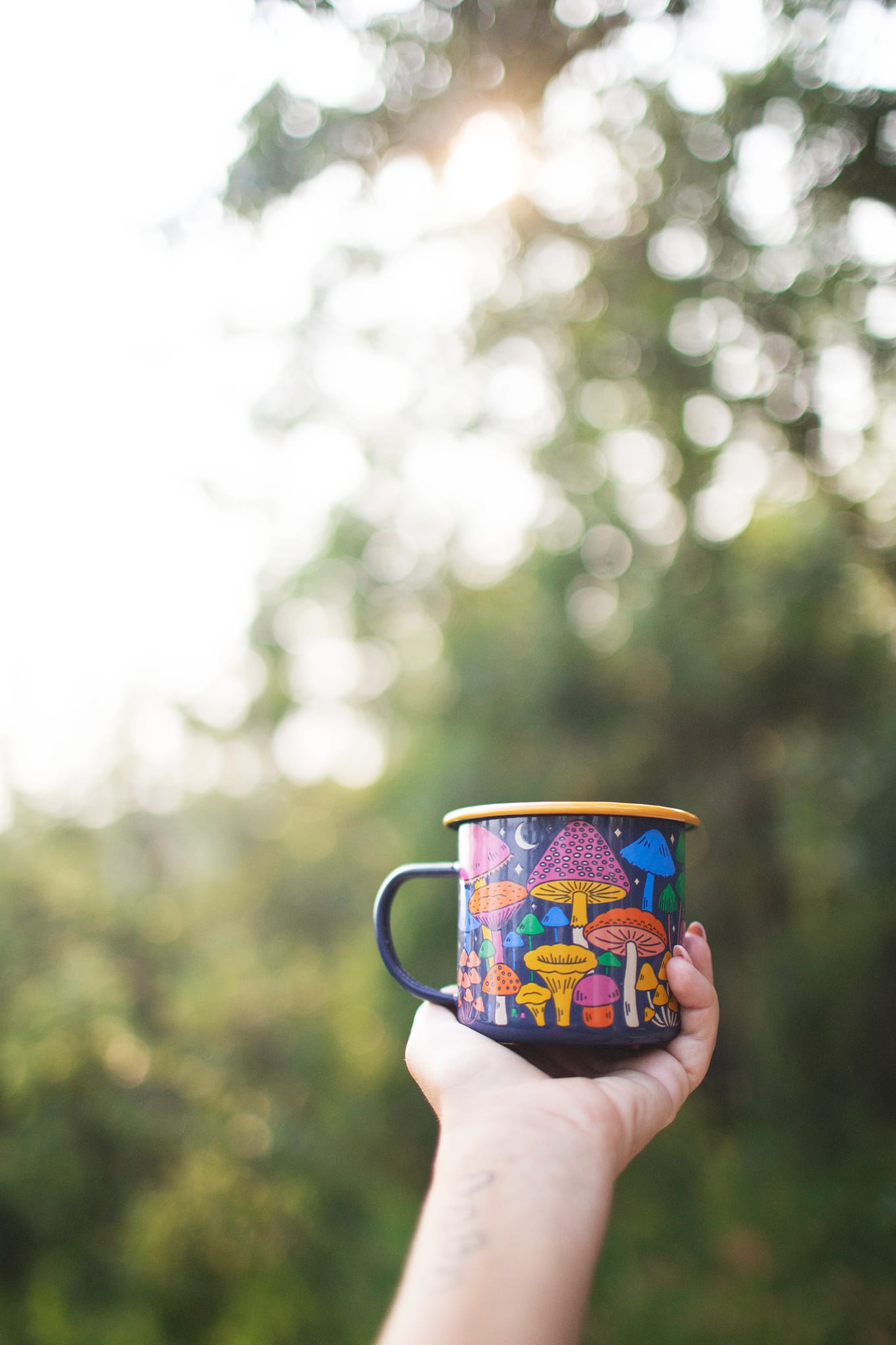 Midnight Mushroom Enamel Mug 16oz