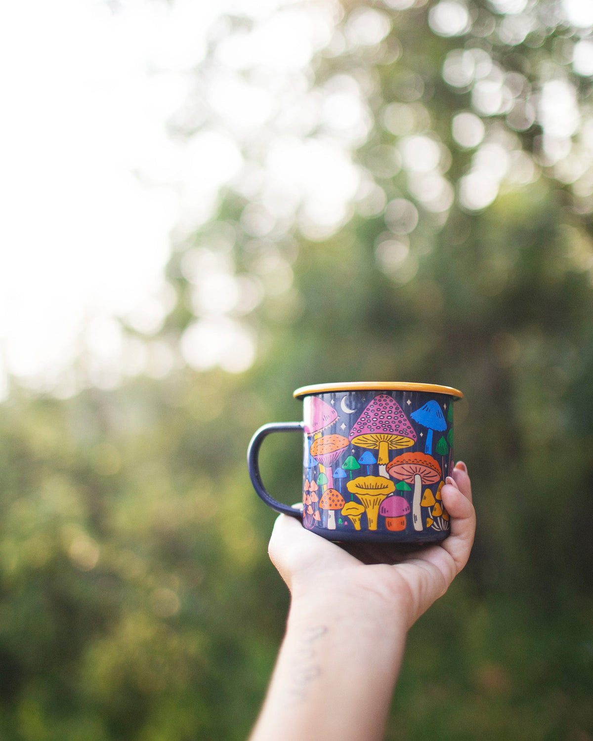 Midnight Mushroom Enamel Mug 16oz