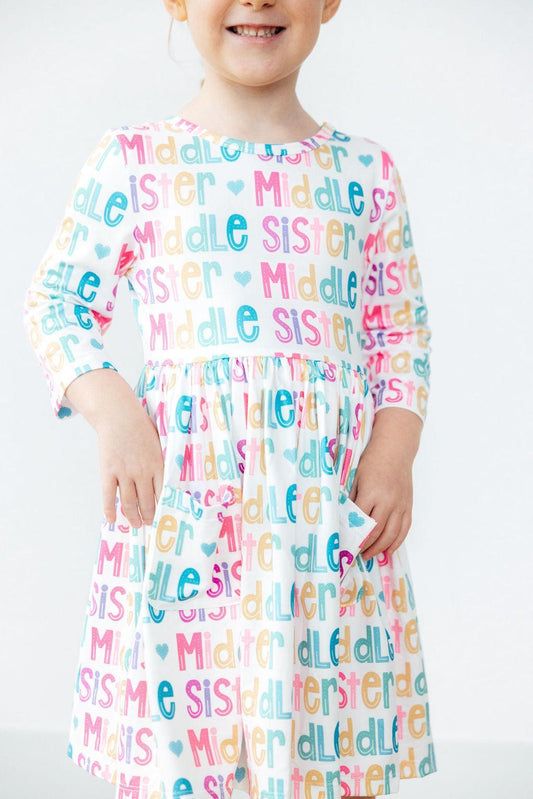 Middle Sister 3/4 Sleeve Pocket Twirl Dress