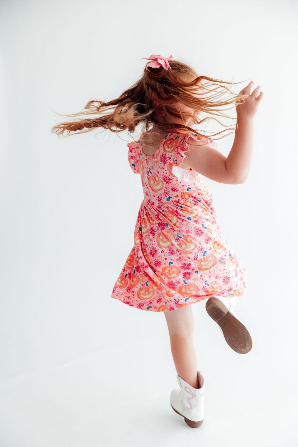Spooktacular Flutter Sleeve Twirl Dress