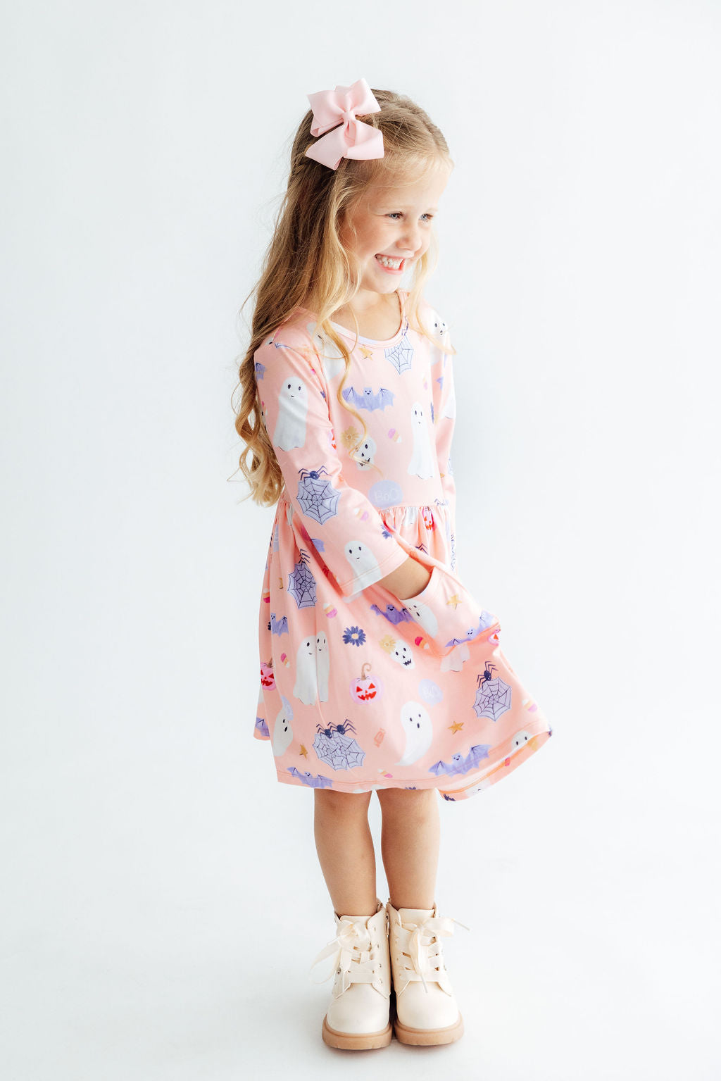 Spooky Sweetheart 3/4 Sleeve Pocket Twirl Dress