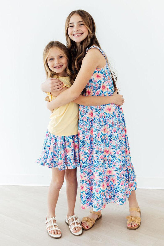 Watercolor Floral Ruffle Twirl Skort