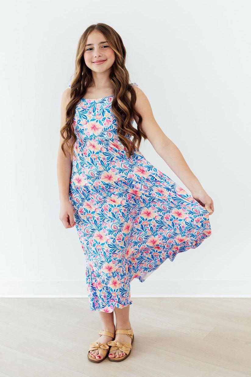 SALE Watercolor Floral Ruffle Maxi Dress