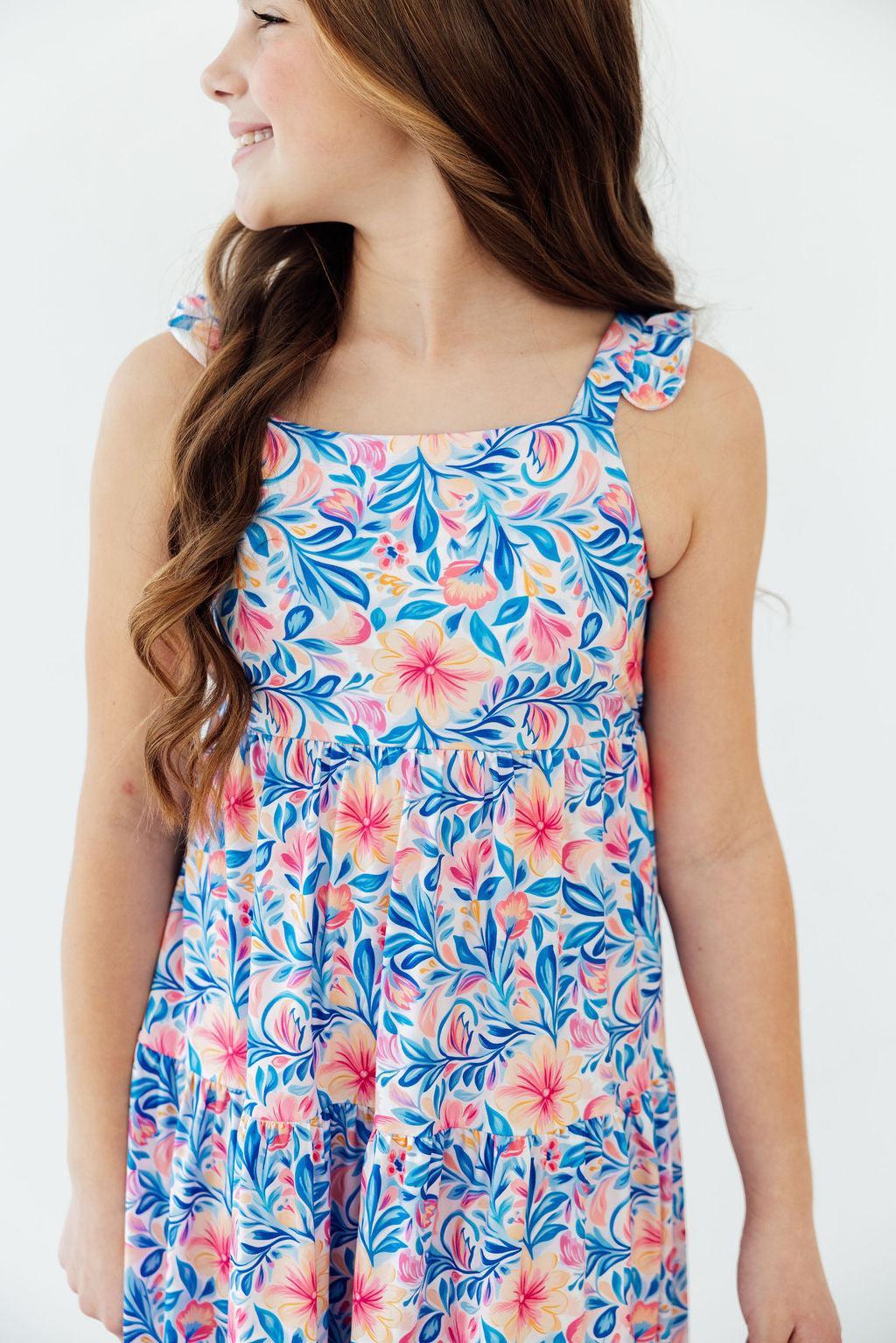 SALE Watercolor Floral Ruffle Maxi Dress