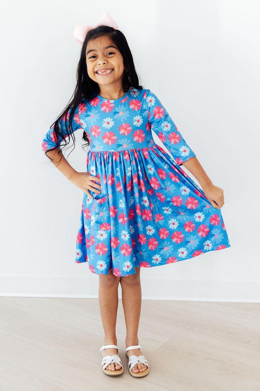 Last Bud Not Least 3/4 Sleeve Pocket Twirl Dress