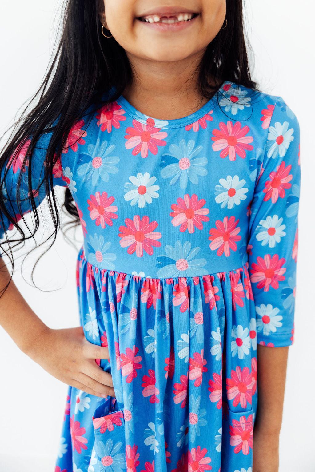 Last Bud Not Least 3/4 Sleeve Pocket Twirl Dress