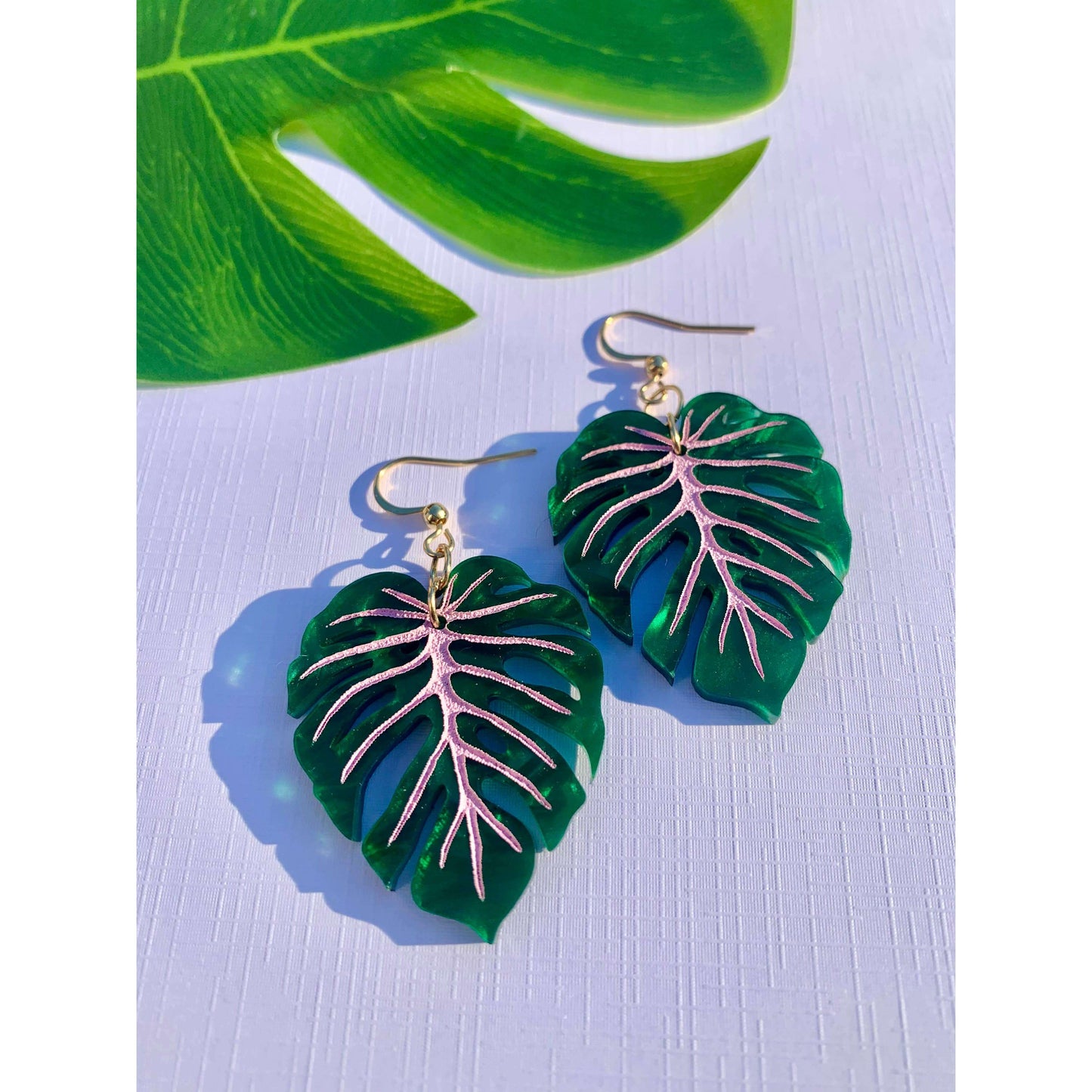 Mini Monstera Leaf Acrylic Earrings