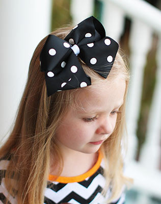 Polka Dot Hair Bow - Alligator Clip - 4.5"