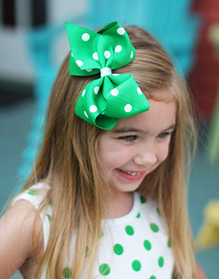 Polka Dot Hair Bow - Alligator Clip - 4.5"