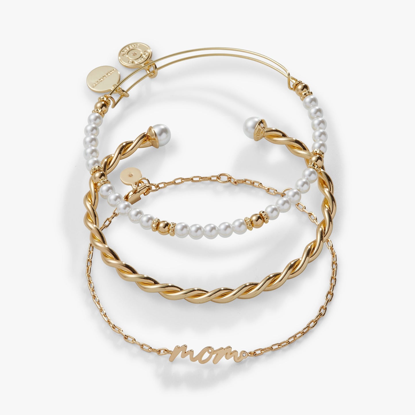 Mom Script Bracelet, Set of 3
