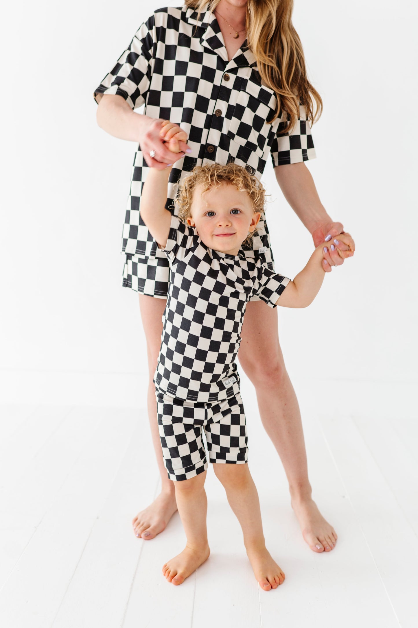 BAMBOO - BLACK CHECKERED SHORT SLEEVE 2 PC