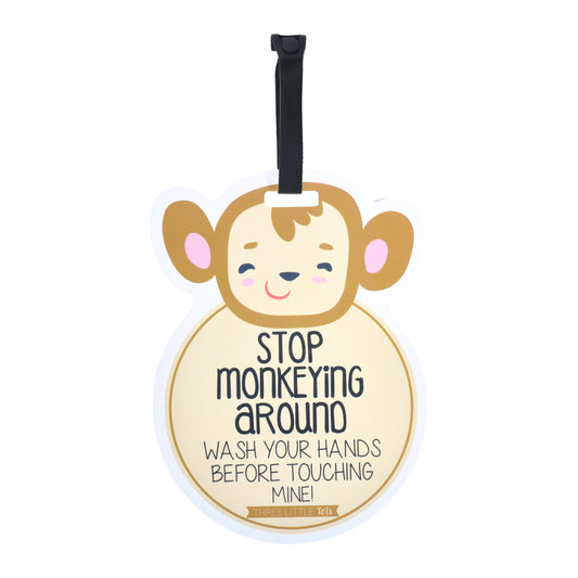 Monkey Wash Your Hands No Touching Newborn Baby Car Seat Sign Tag