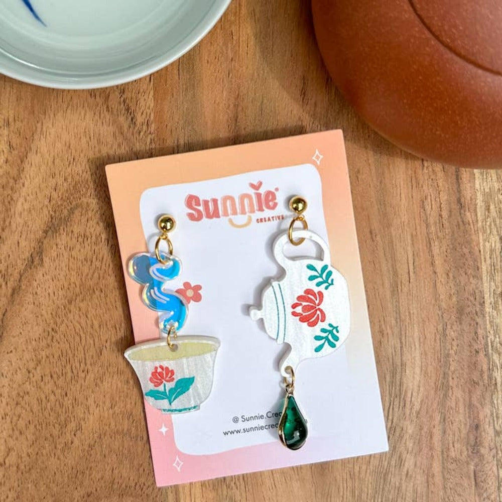 Morning Tea Mismatch Acrylic Earrings