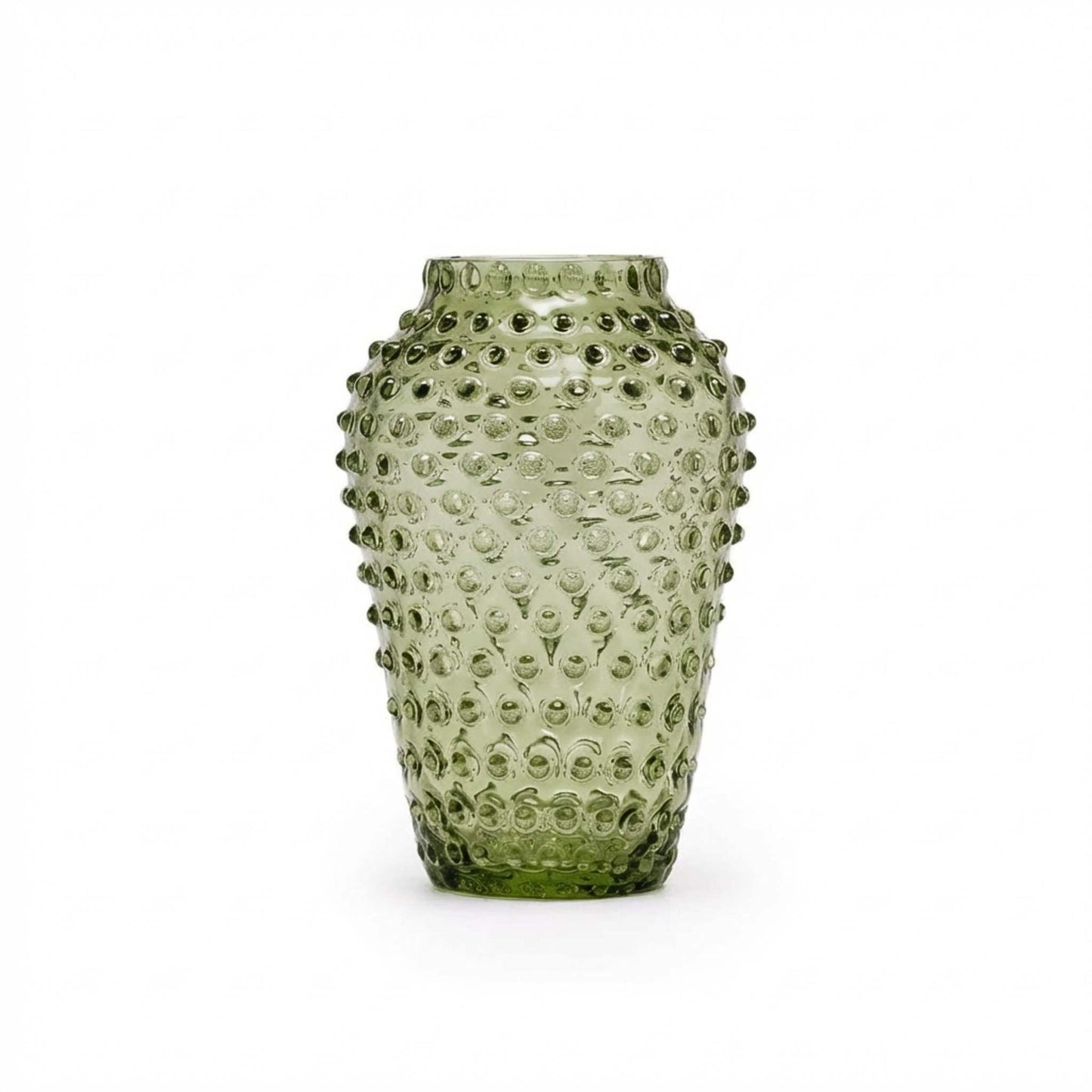 Hobnail Vase - Barrel - Moss Green
