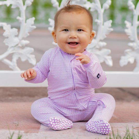 Zipper Footie - Purple Basketweave