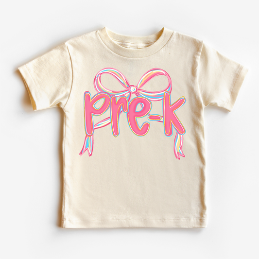 Girls Pre-K Bow Back To School Shirt - First Day Of School Tee