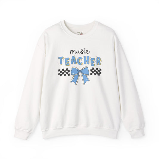 Music Teacher Sweatshirt with Cute Retro Bow