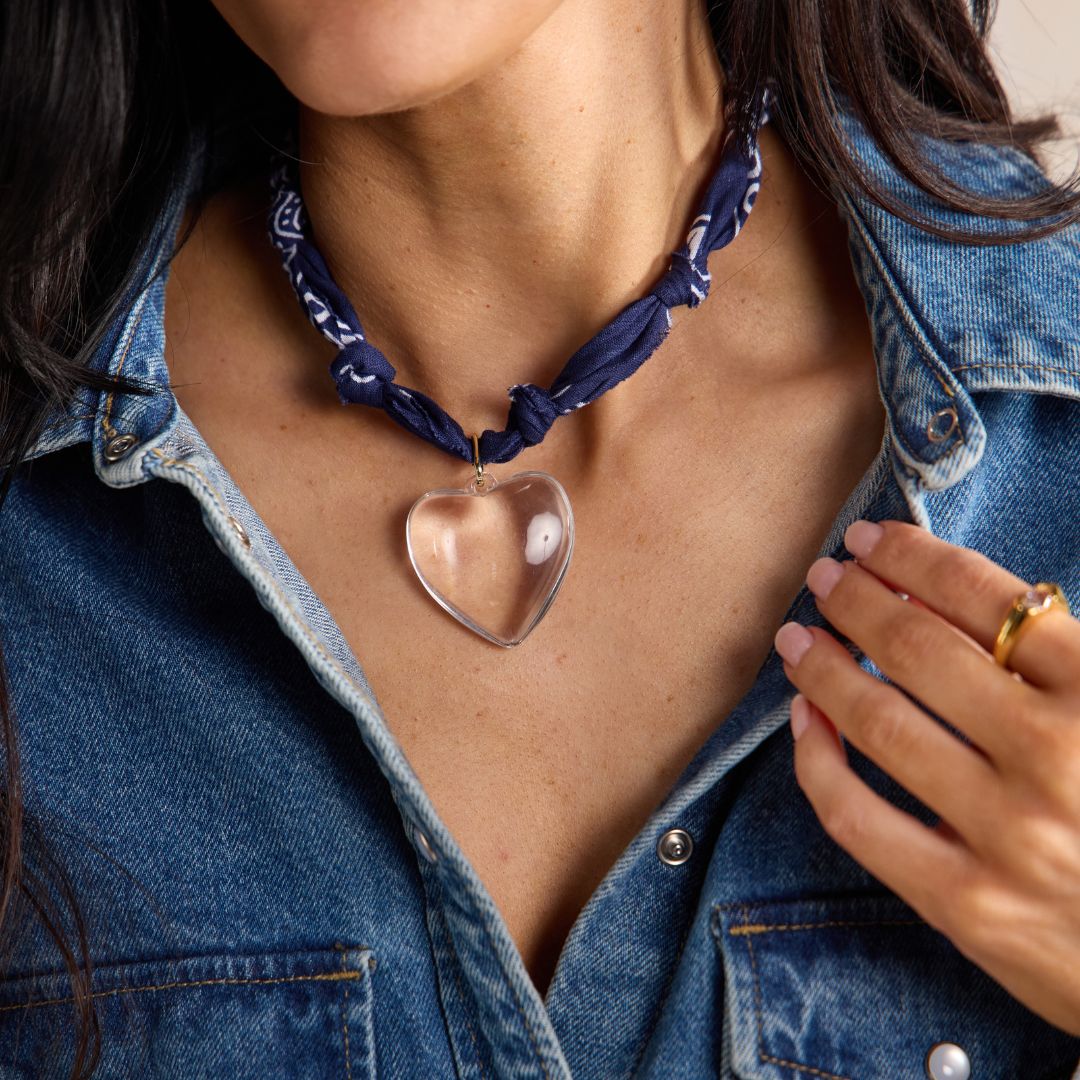 Navy Bandana Charm Necklace