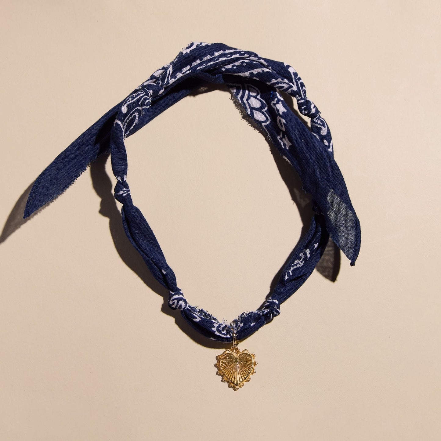 Navy Bandana Charm Necklace