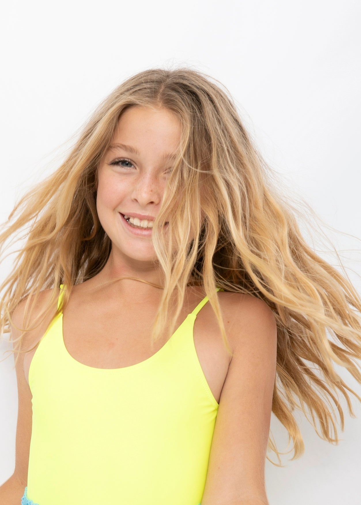 Neon Yellow Adjustable Straps Swimsuit