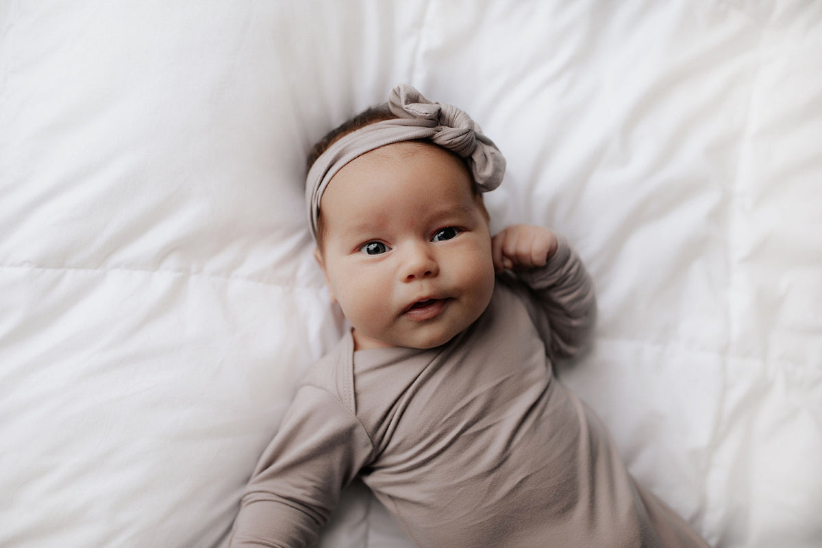 Harbor Mist Neutral Knotted Newborn Baby Gown