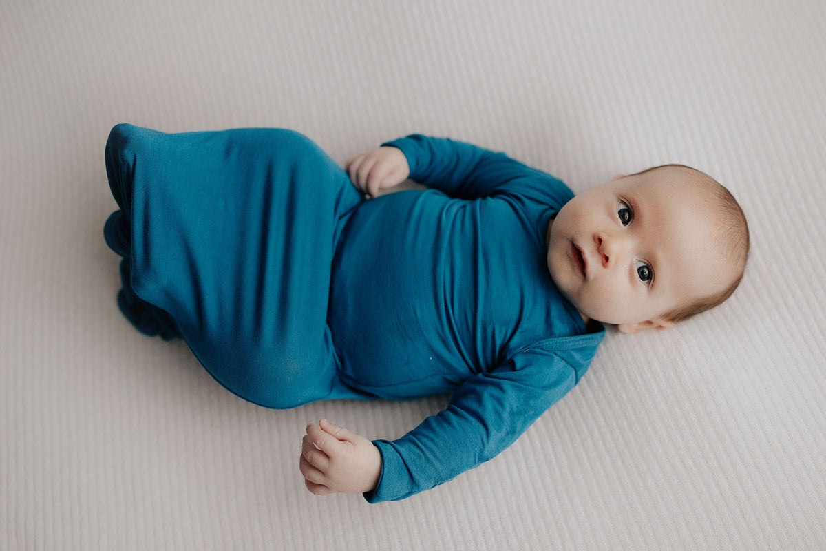 Blue Knotted Newborn Baby Gown