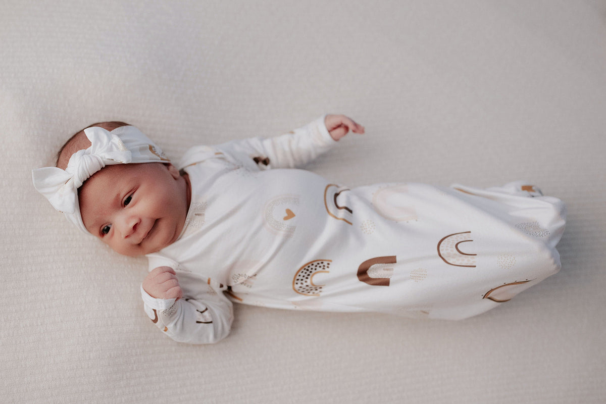 Rainbow Newborn Knotted Baby Gown