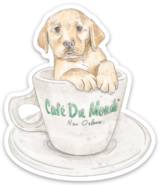 Cafe Du Monde Pup in a Cup Die Cut Stickers