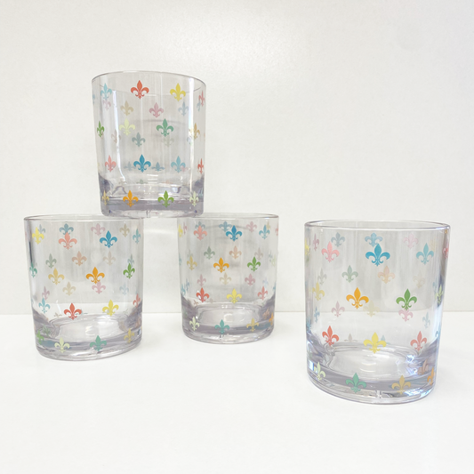 Fleur De Lis Acrylic Drinking Glasses