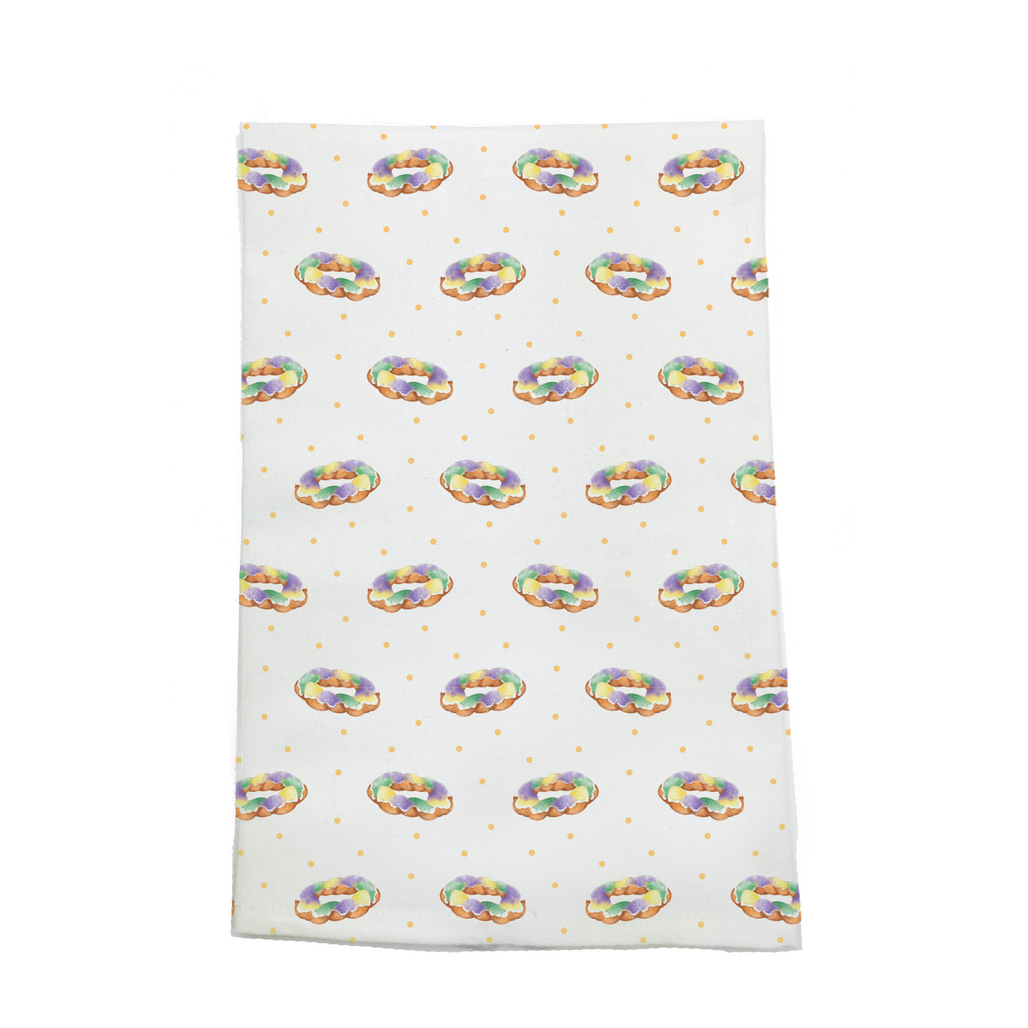 King Cake Pattern Organic Cotton Mardi Gras Kitchen Towel