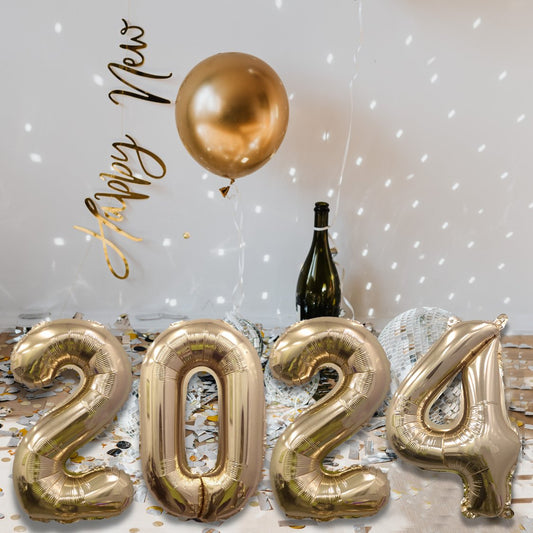 2024 Gold Number Balloons
