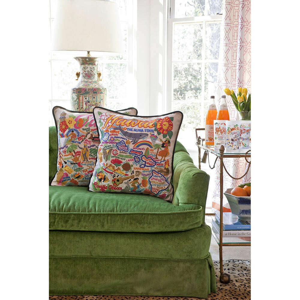 Oahu Hand-Embroidered Pillow