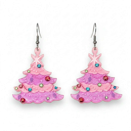 Oh Pinkmas Tree Earrings by Miss Fluff x Lipstick & Chrome