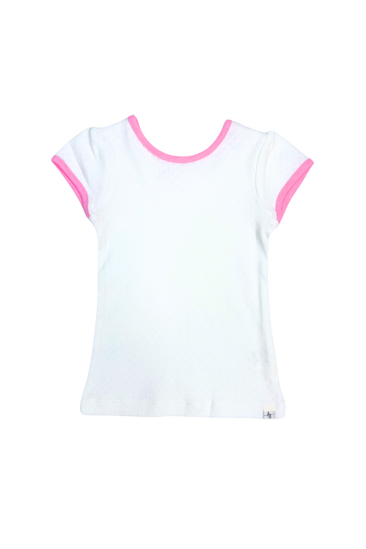 White and Pink Ringer Tee