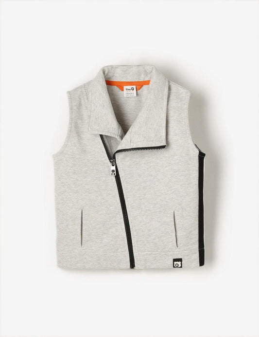 Organic Terry Zip-Up Vest - Grey Marl