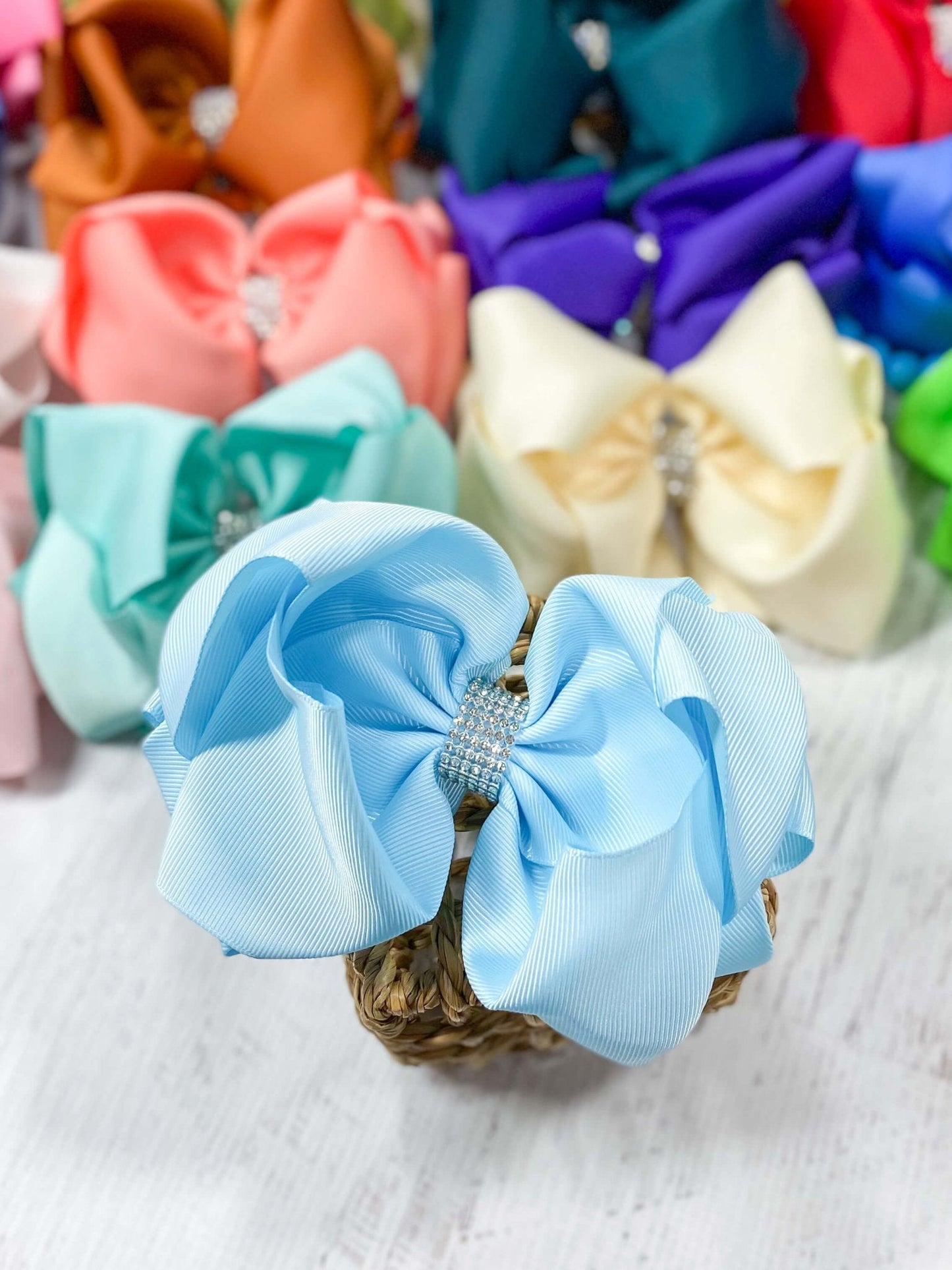 Oversize Rhinestone Hair Bows - Alligator Clip - 5.5"