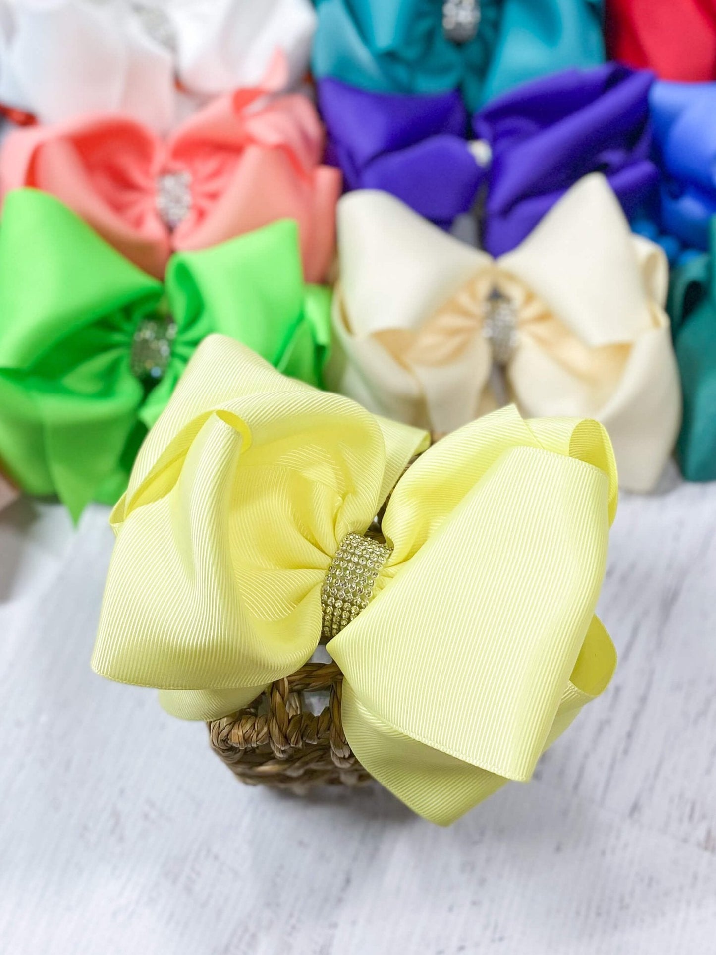 Oversize Rhinestone Hair Bows - Alligator Clip - 5.5"
