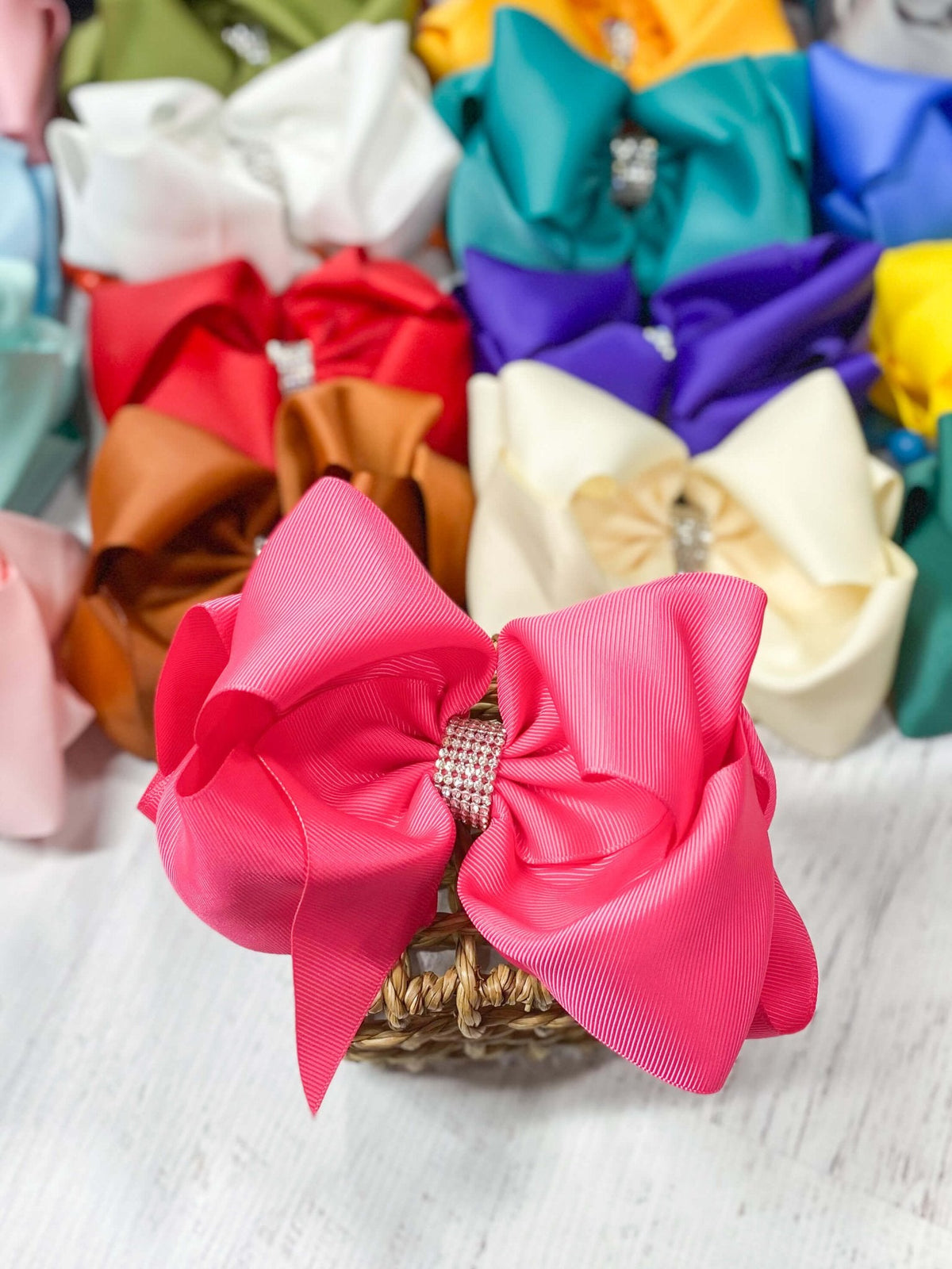 Oversize Rhinestone Hair Bows - Alligator Clip - 5.5"