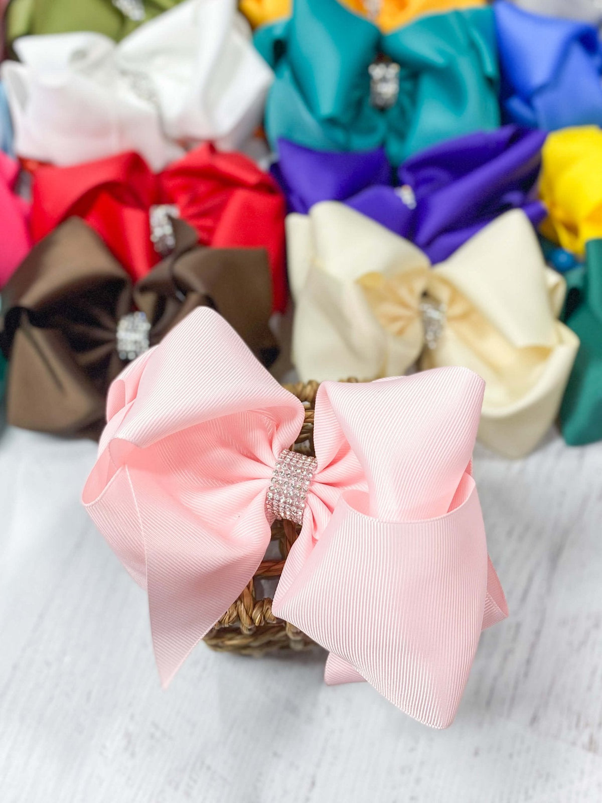 Oversize Rhinestone Hair Bows - Alligator Clip - 5.5"