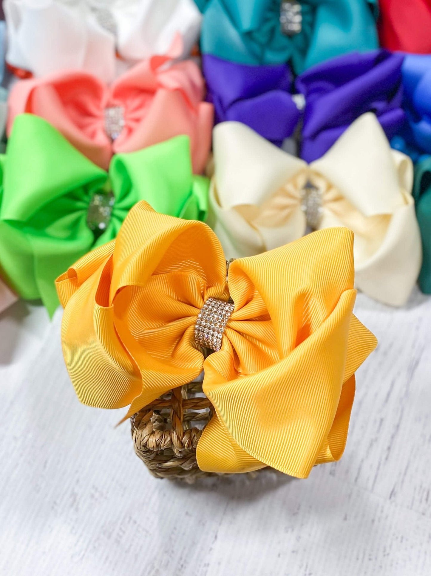Oversize Rhinestone Hair Bows - Alligator Clip - 5.5"