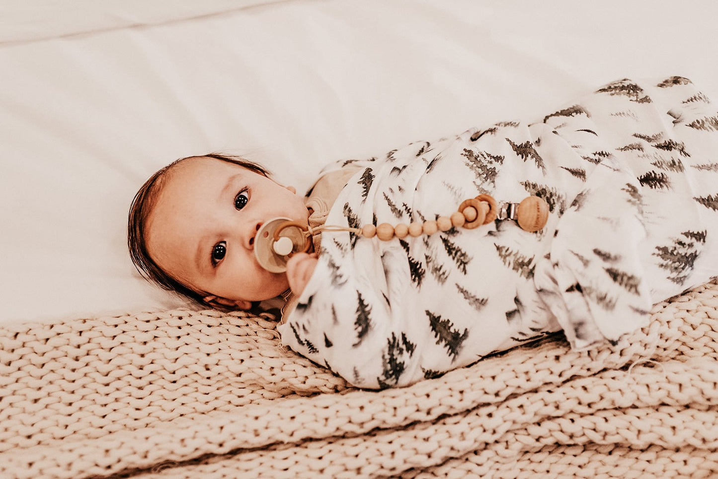 Pacifier Clip Wood Rattle