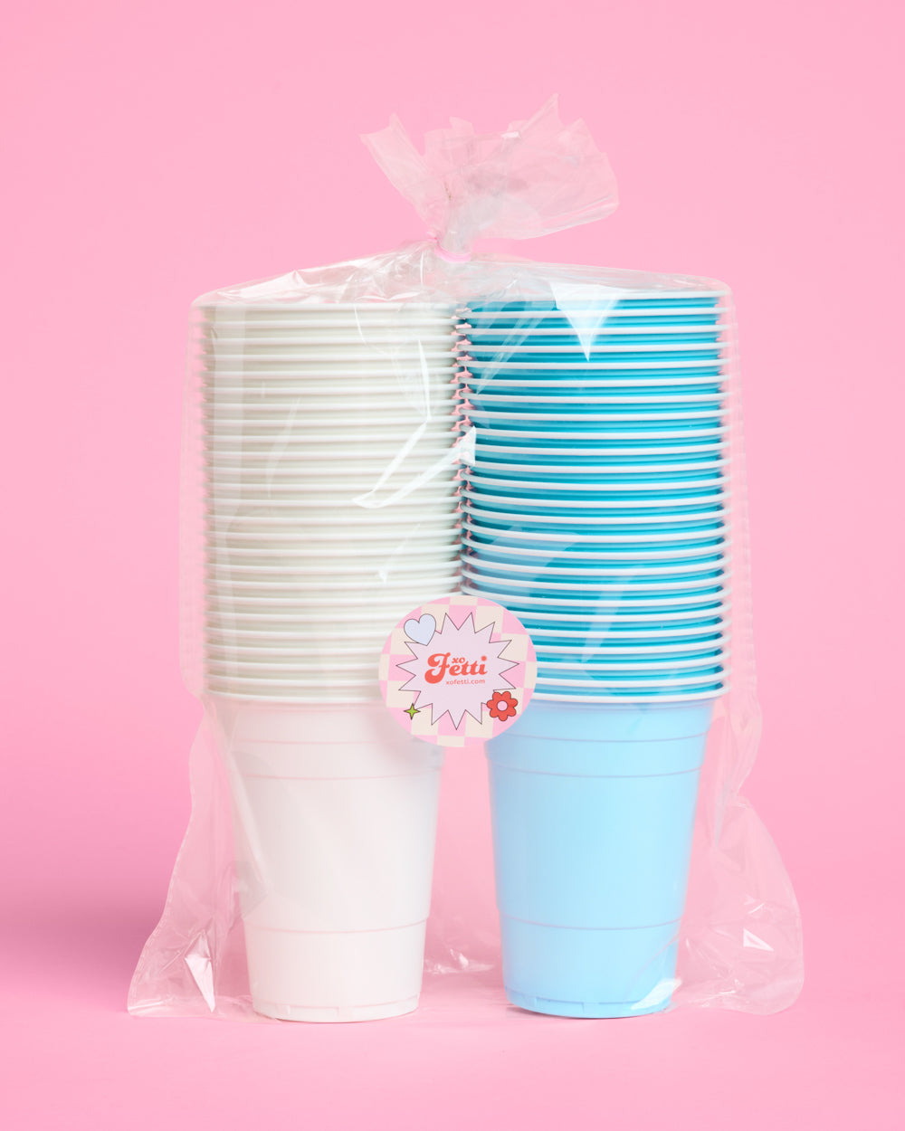 Blue + White Cups - 50 matte 16 oz cups