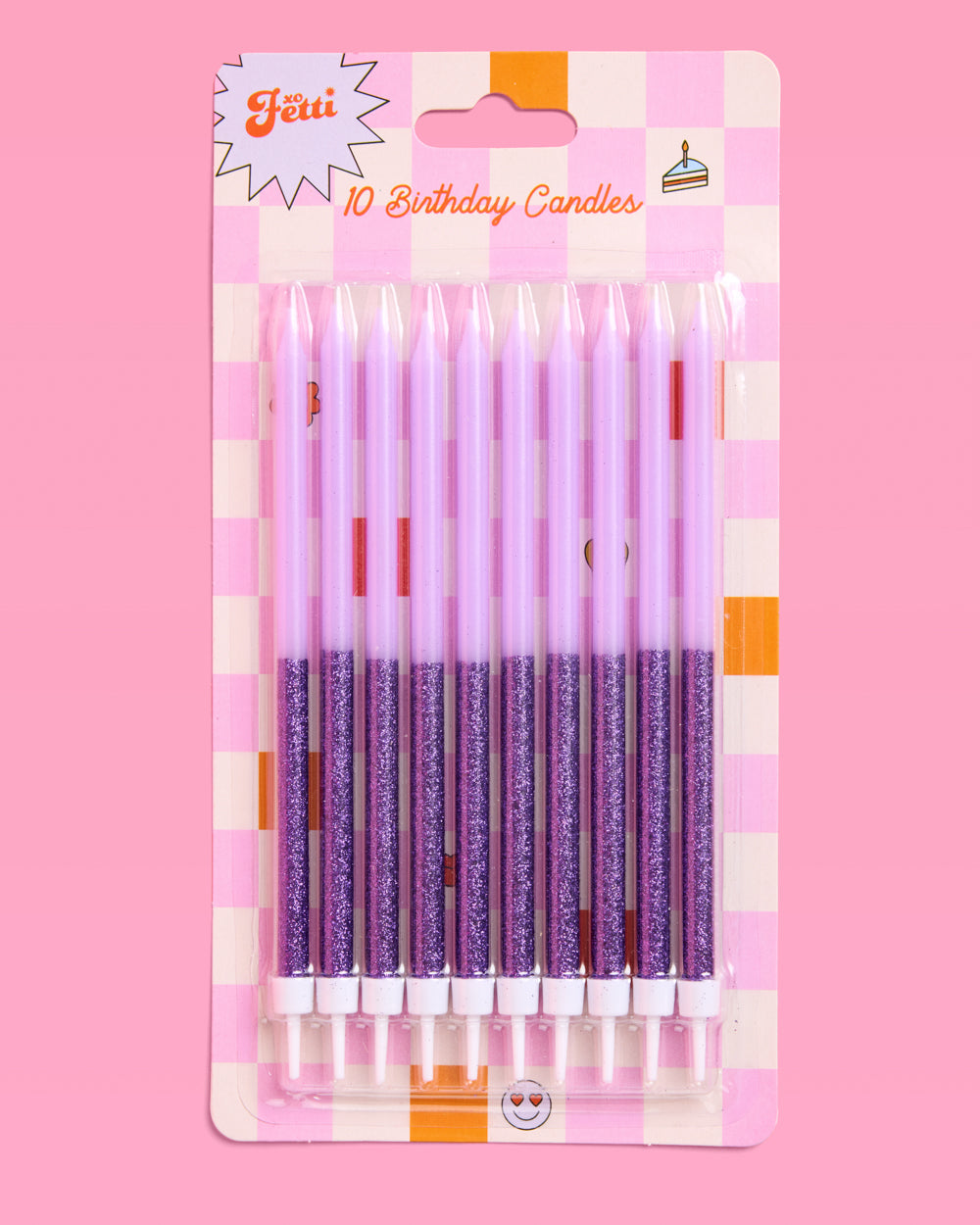 Purple Glitter Candles - 10 birthday candles