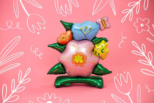 Pastel Flower Standing Balloon  | Satin Foil Balloon (Air-Fill Only)