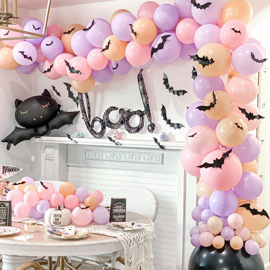 Spooky Cute Halloween Balloon Garland Kit – Pastel Pink & Peach