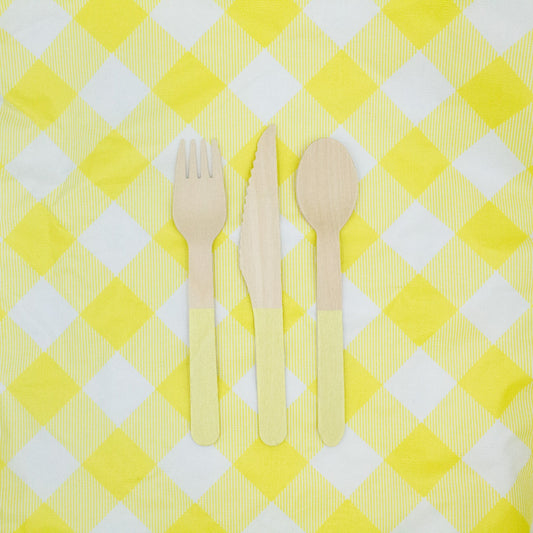Yellow Wooden Utensil Set – 24ct | ON SALE!!