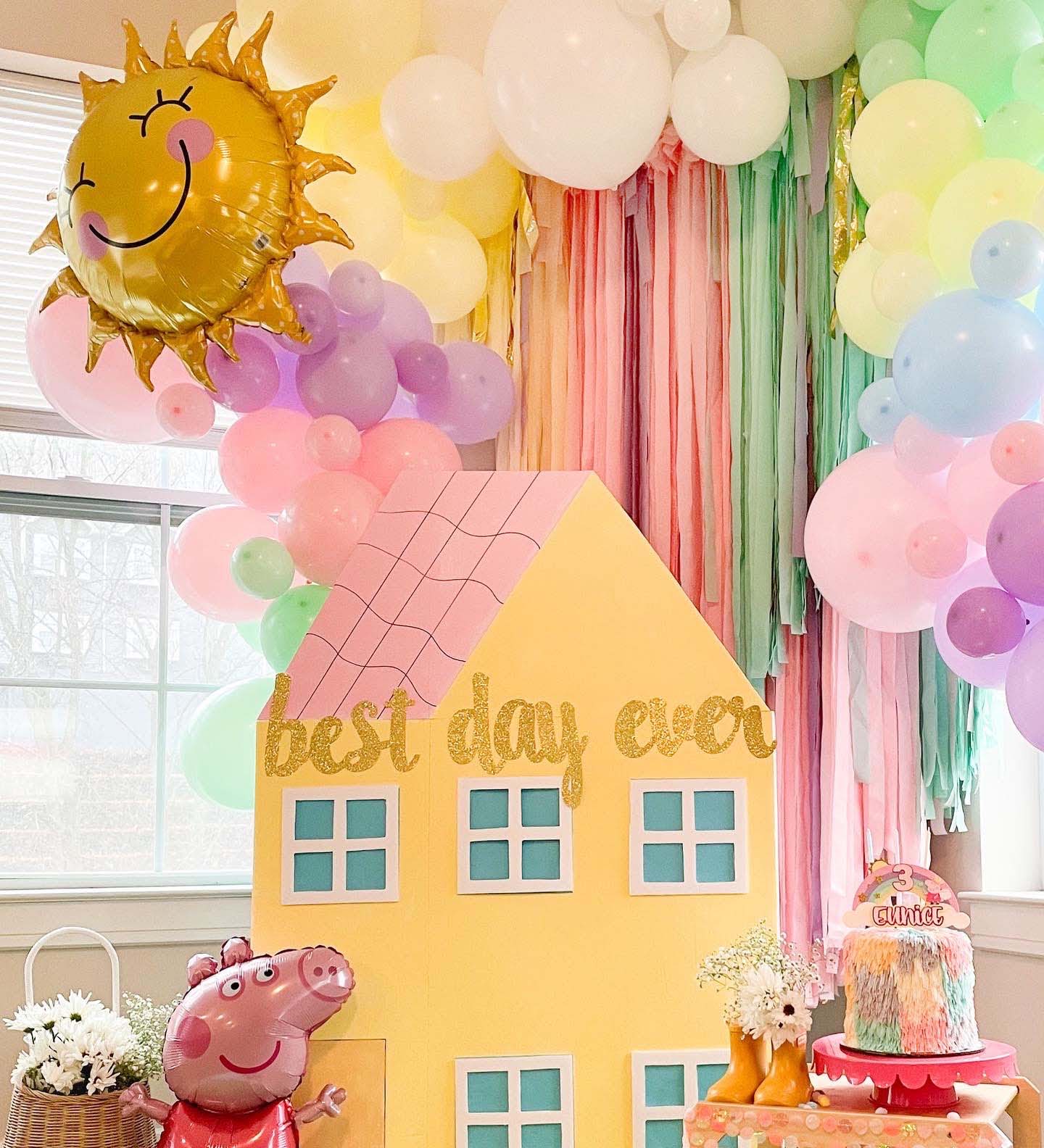 Peppa Pig-Inspired Pastel Rainbow Balloon Garland Kit