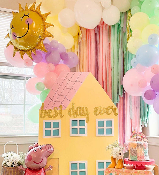 Peppa Pig-Inspired Pastel Rainbow Balloon Garland Kit